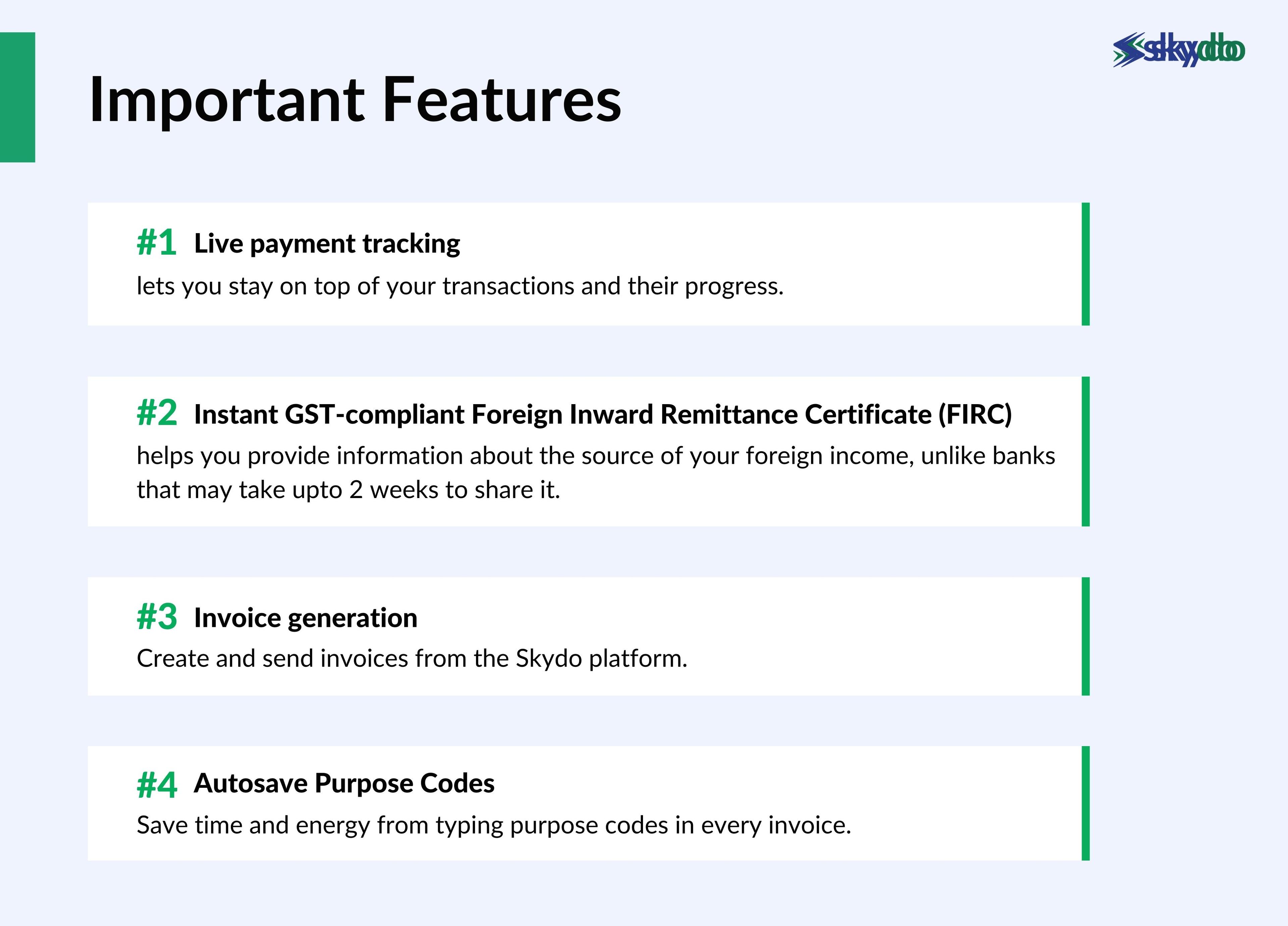 Important features of Skydo