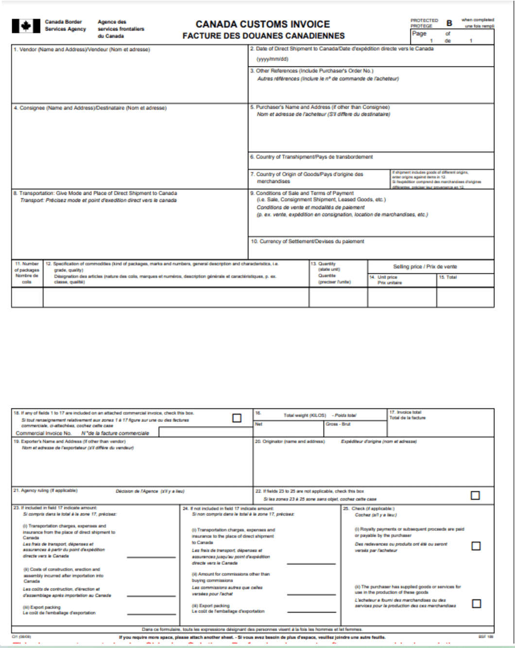 <div>A sample Customs Invoice</div><div><br></div>
